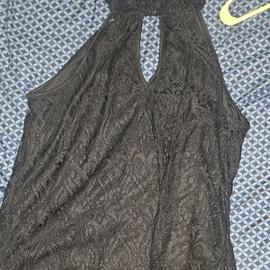 Black Halter Cut Out Sleeveless Top